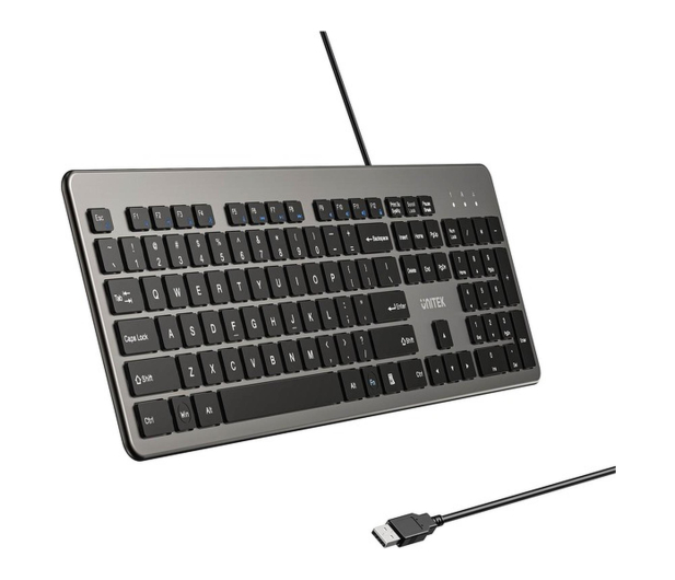 Unitek SlimTap Lekka klawiatura przewodowa szara - 1540409 - zdjęcie 3